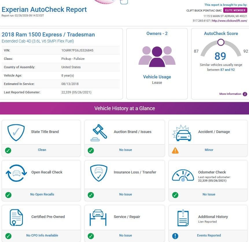 2018 RAM 1500 Express Quad Cab 4x4 6'4" Box