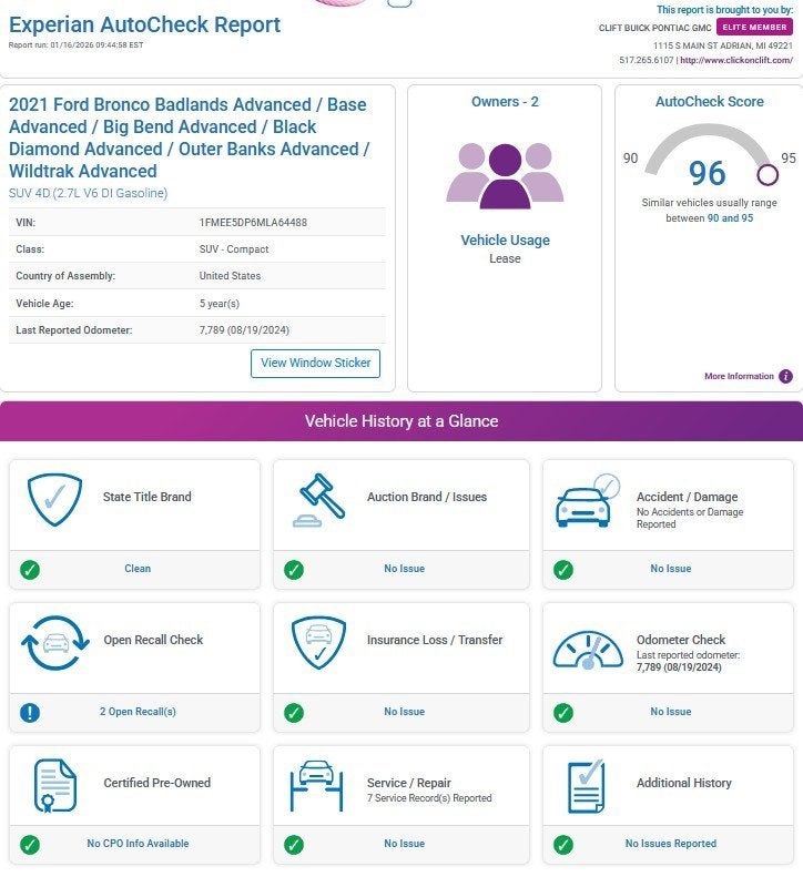 2021 Ford Bronco Black Diamond