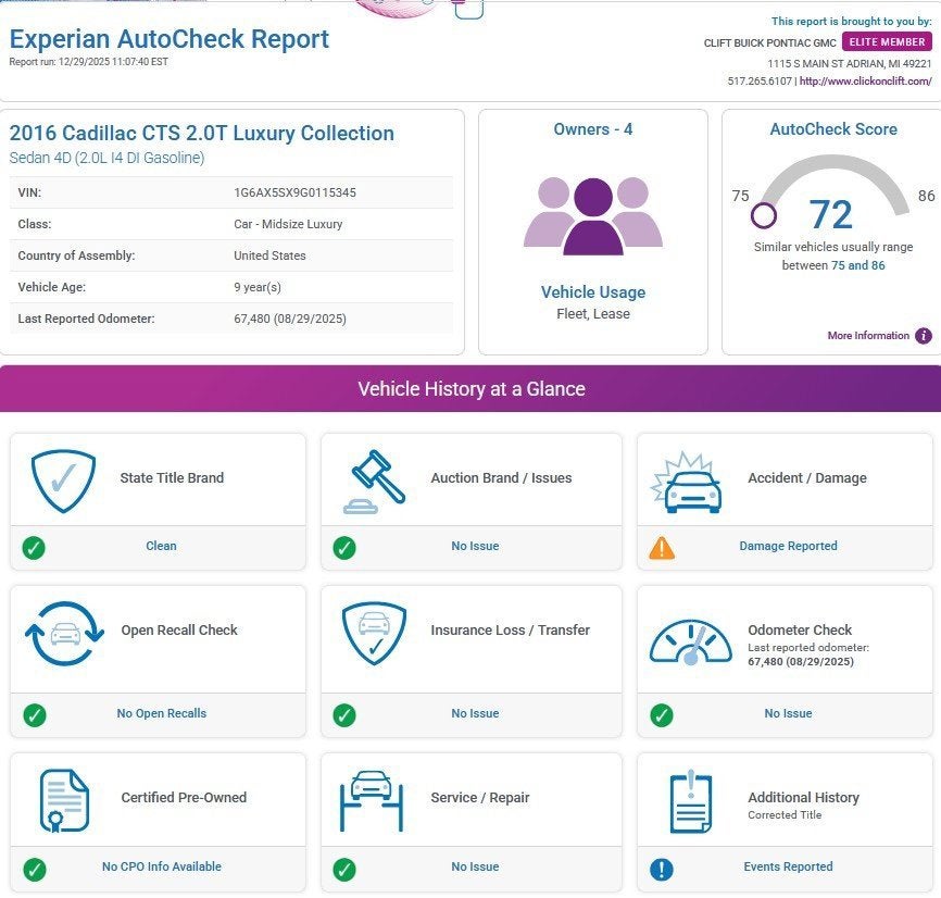 2016 Cadillac CTS Luxury Collection AWD