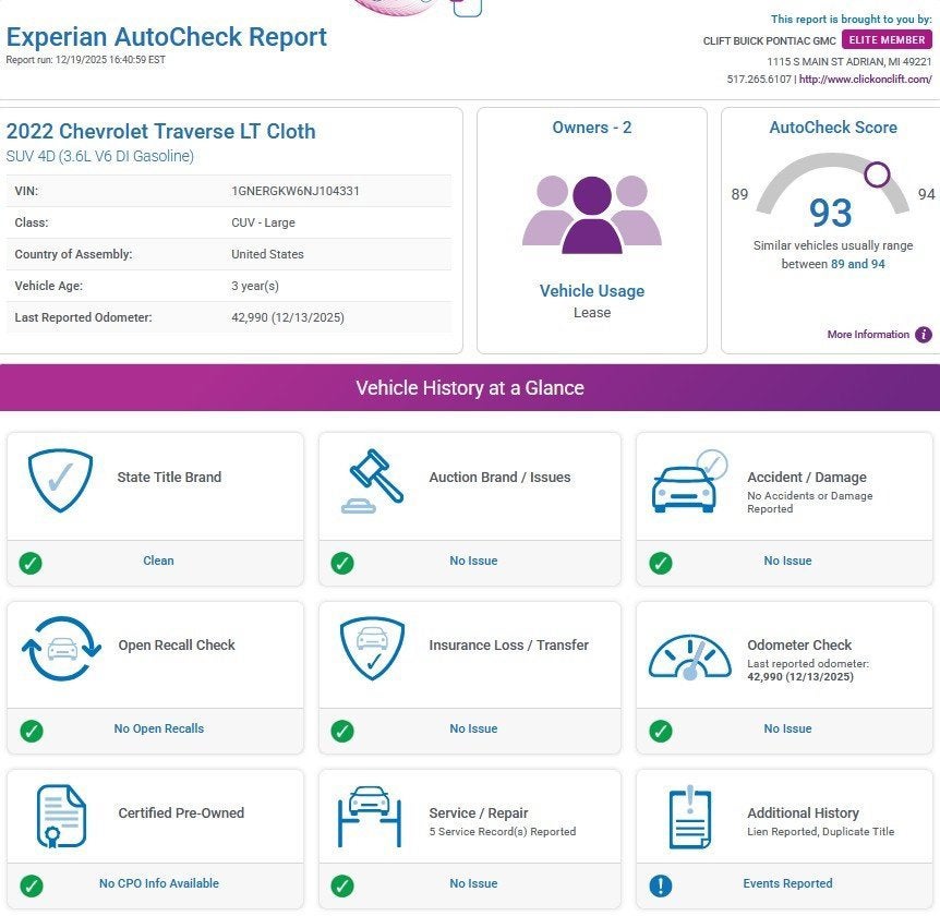 2022 Chevrolet Traverse LT Cloth
