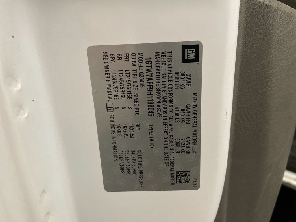 2017 GMC Savana Cargo 2500 Work Van