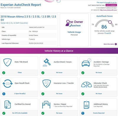 2018 Nissan Altima 2.5 SR