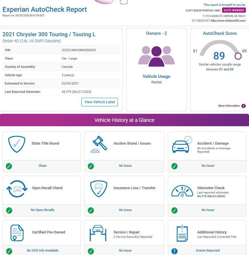 2021 Chrysler 300 Touring L