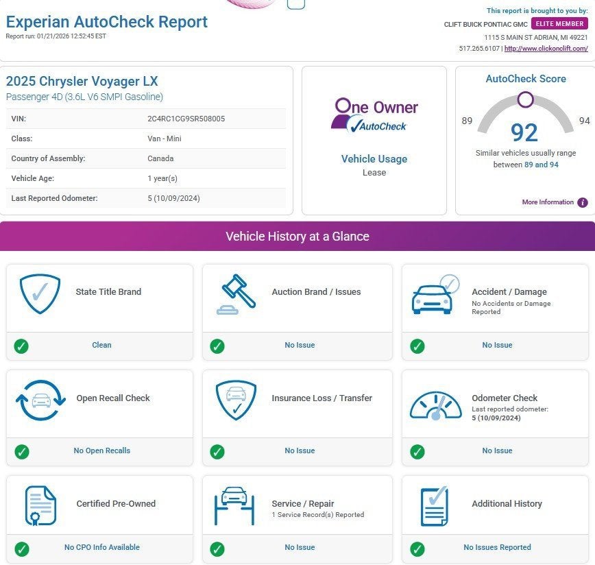 2025 Chrysler Voyager LX