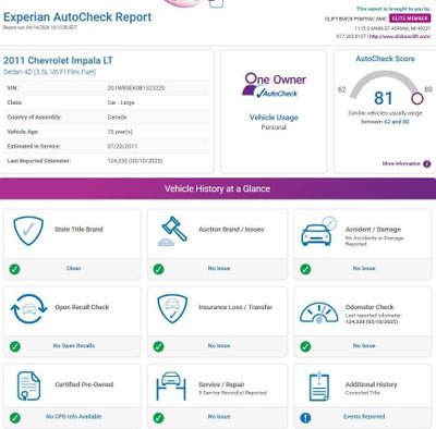 2011 Chevrolet Impala LT Retail