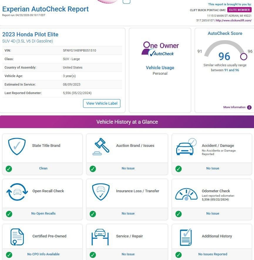 2023 Honda Pilot AWD Elite