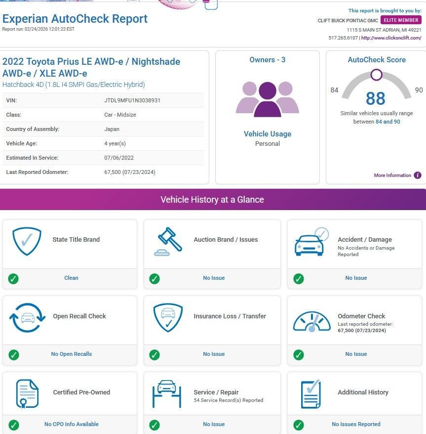 2022 Toyota Prius XLE AWD-e