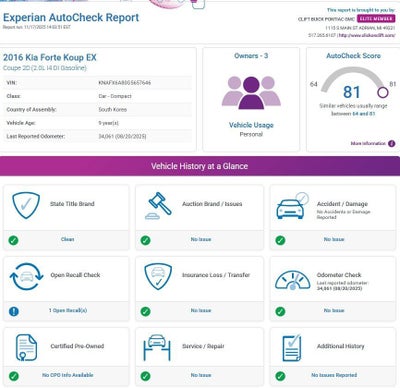 2016 Kia Forte Koup EX