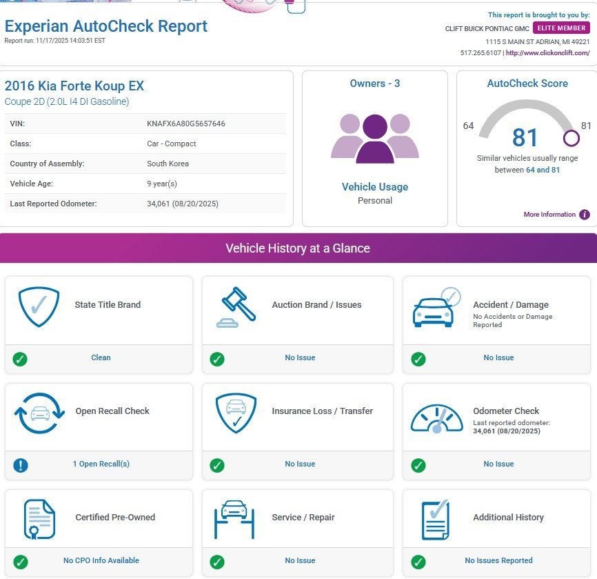 2016 Kia Forte Koup EX