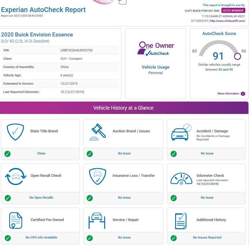 2020 Buick Envision Essence Group
