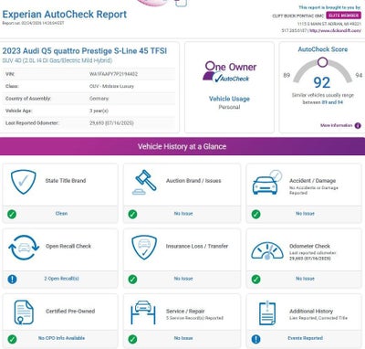 2023 Audi Q5 Prestige 45 TFSI S line quattro S tronic