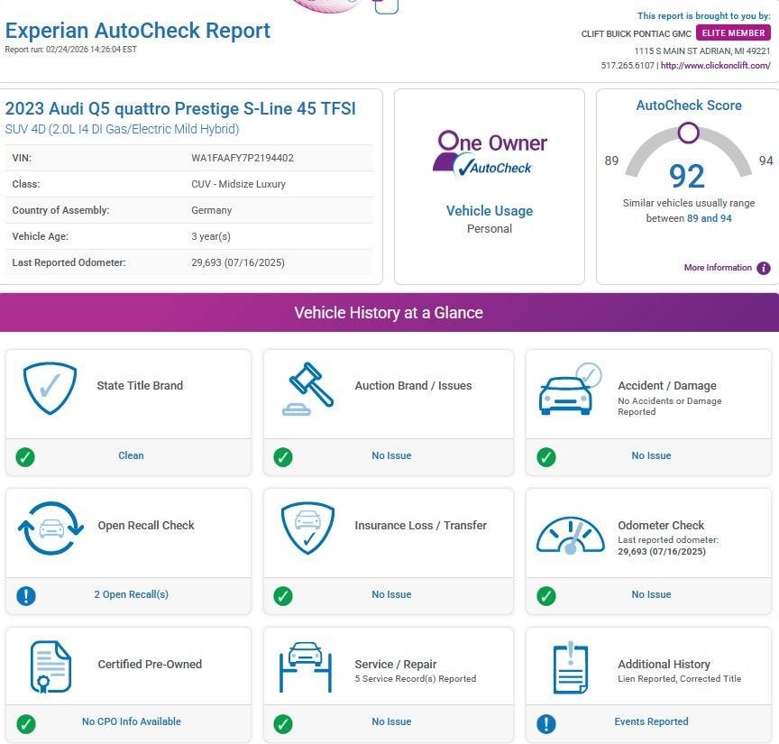 2023 Audi Q5 Prestige 45 TFSI S line quattro S tronic