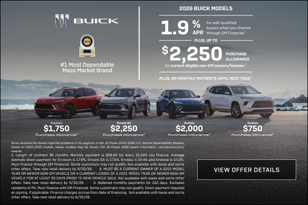 1.9% APR 
FOR WELL-QUALIFIED BUYERS when you finance through GM Financial.1

Plus, up to $2,250 P...