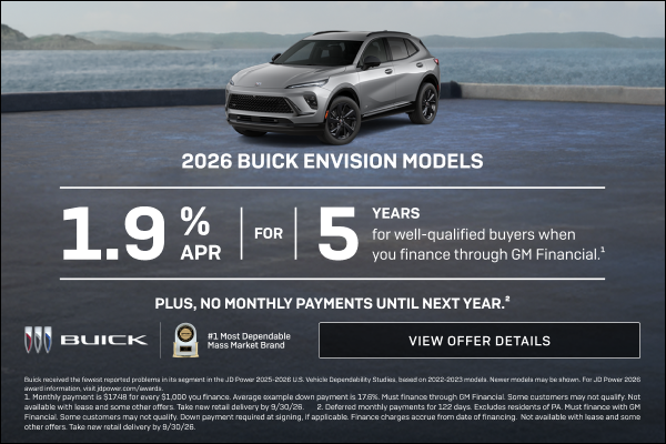 1.9% APR FOR 5 YEARS for well-qualified buyers when you finance through GM Financial.1 

Plus, no...