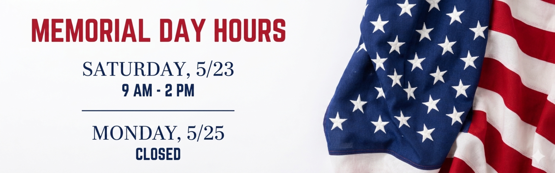 Memorial Day Hours